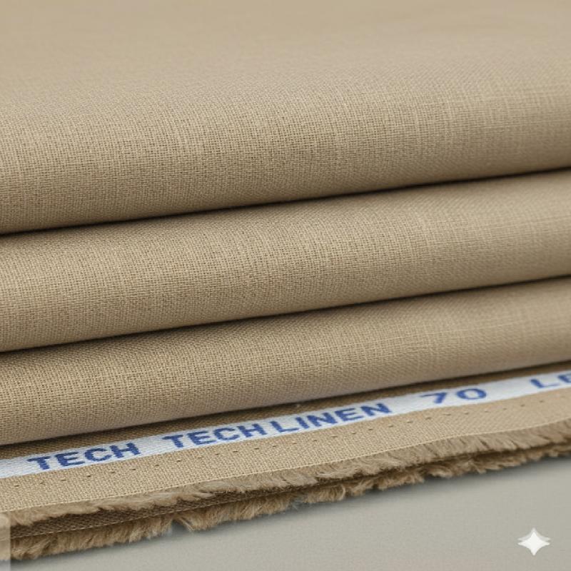 Light Tan Pure Cotton Linen Fabric (70 lea)