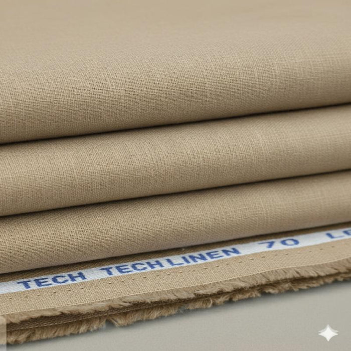 Light Tan 100% Pure Cotton Linen Fabric (70 lea)