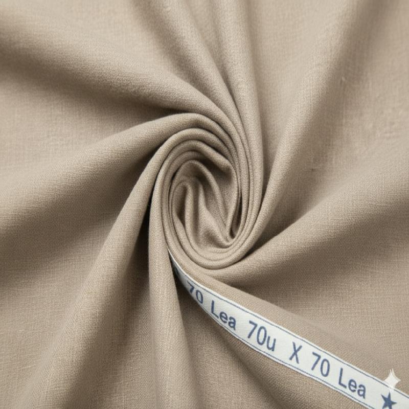 Light Tan Pure Cotton Linen Fabric (70 lea)