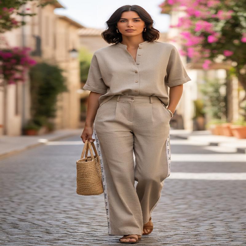 Light Tan Pure Cotton Linen Fabric (70 lea)