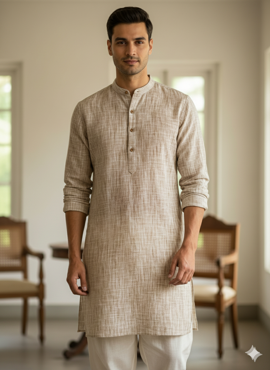 Beige 100% Pure Rich cotton Shirting Fabric