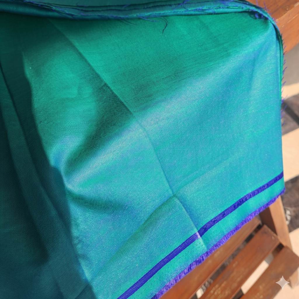 Peacock Green & Blue Two-tone Premium Cotton Linen Fabric