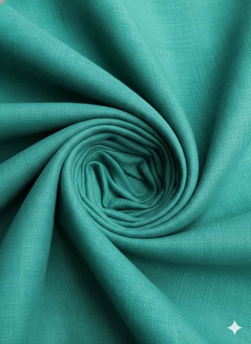 Peacock Green & Blue Two-tone Premium Cotton Linen Fabric