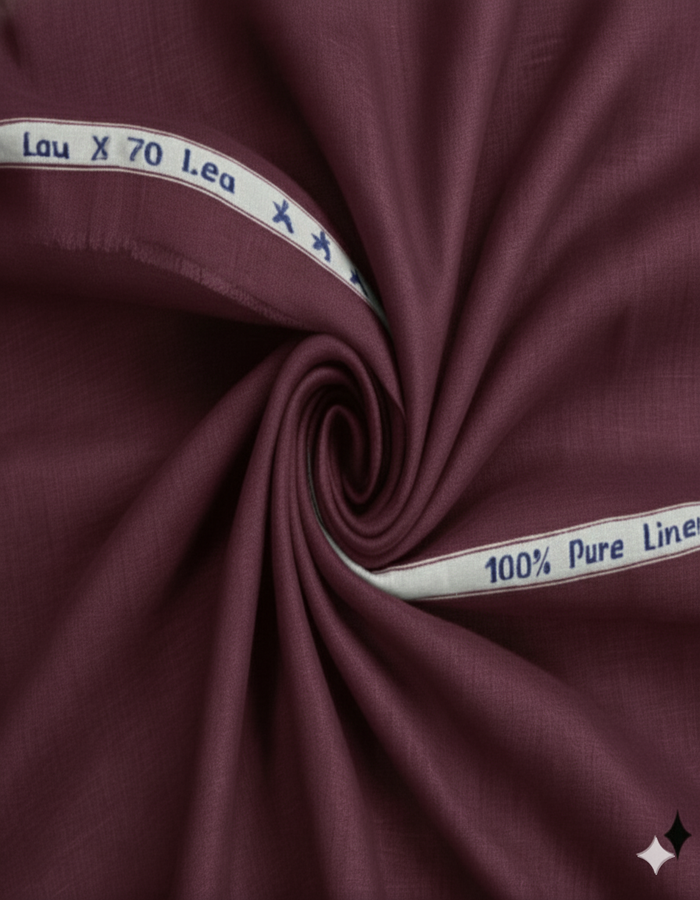 Maroon 100% Pure Cotton Linen Fabric (70 lea)
