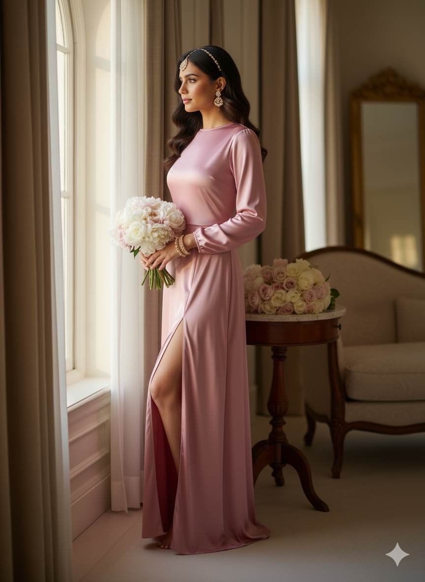 Pink Imported Armani Satin Fabric (Big width)