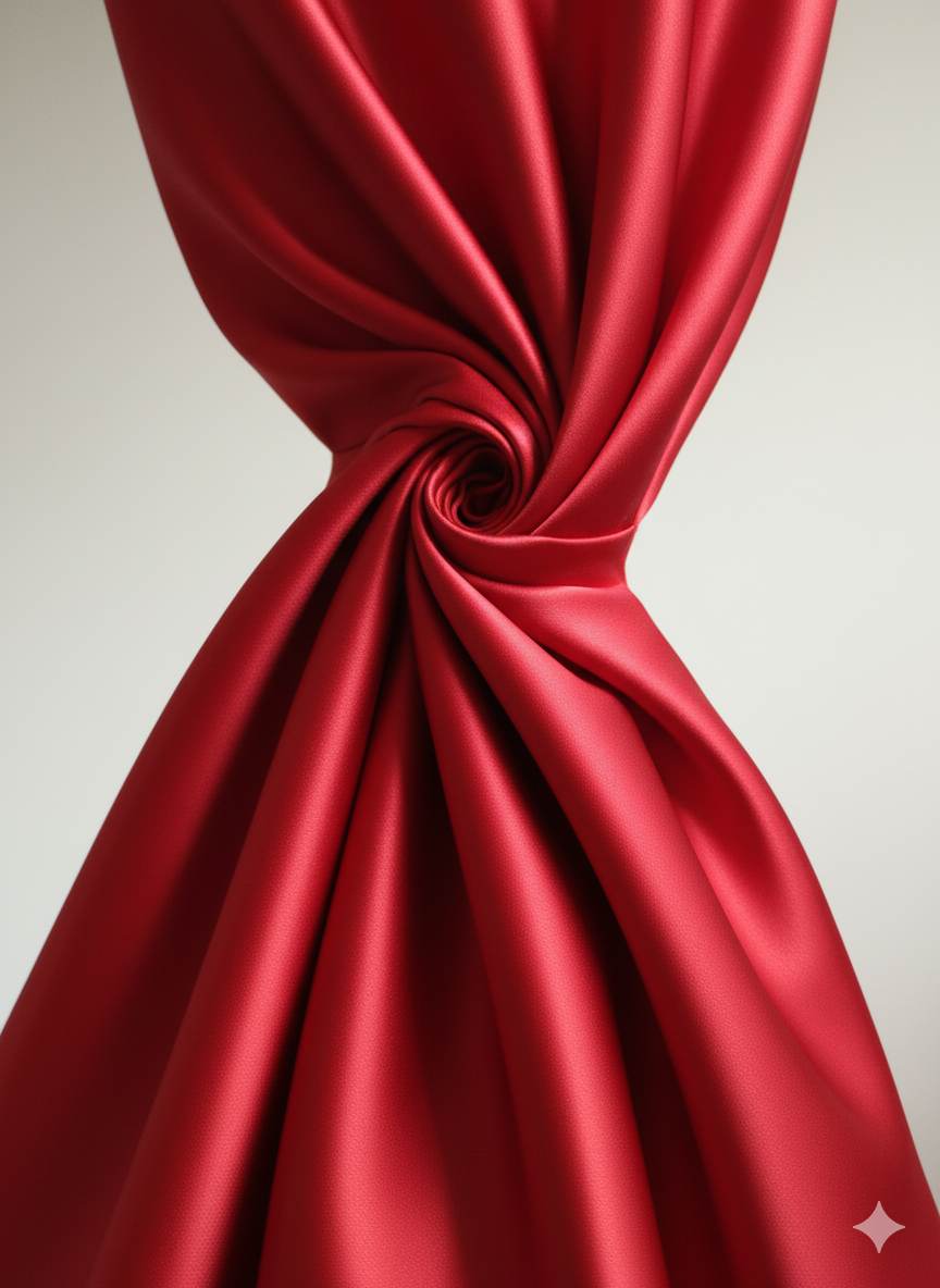 Red Imported Armani Satin Fabric (Big width)