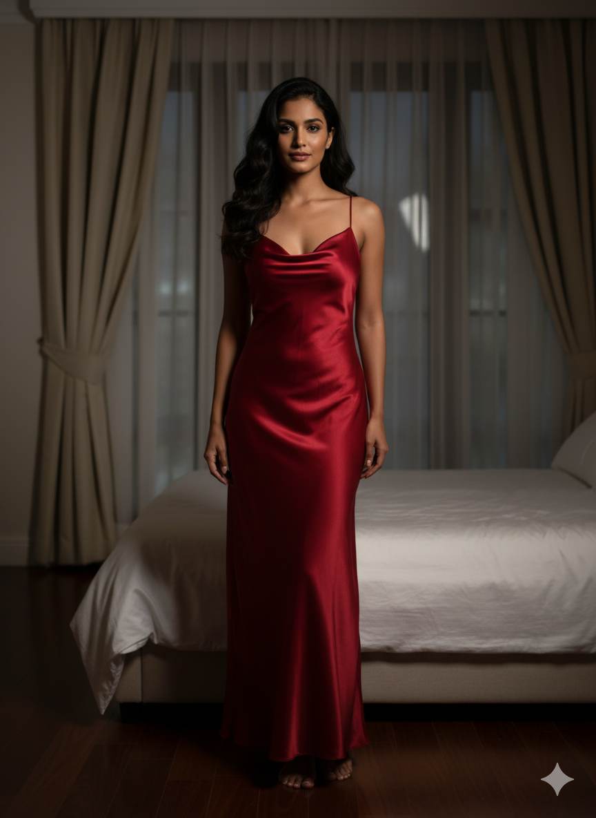 Red Imported Armani Satin Fabric (Big width)