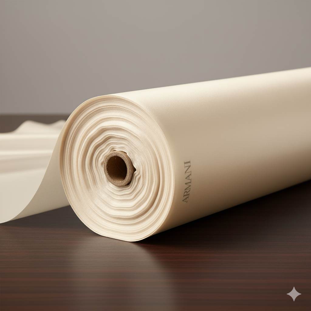 Off white Imported Armani Satin Fabric (Big width)