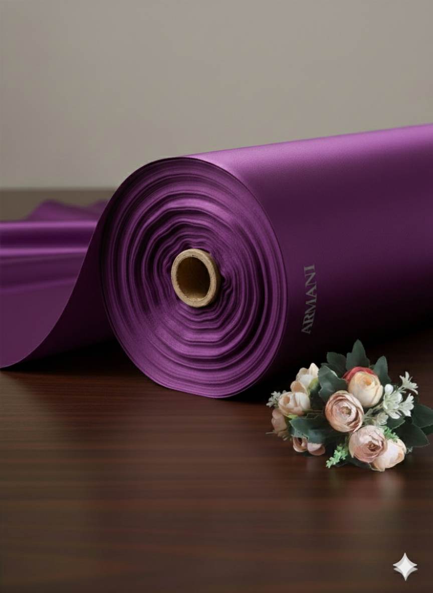 Purple Imported Armani Satin Fabric (Big width)