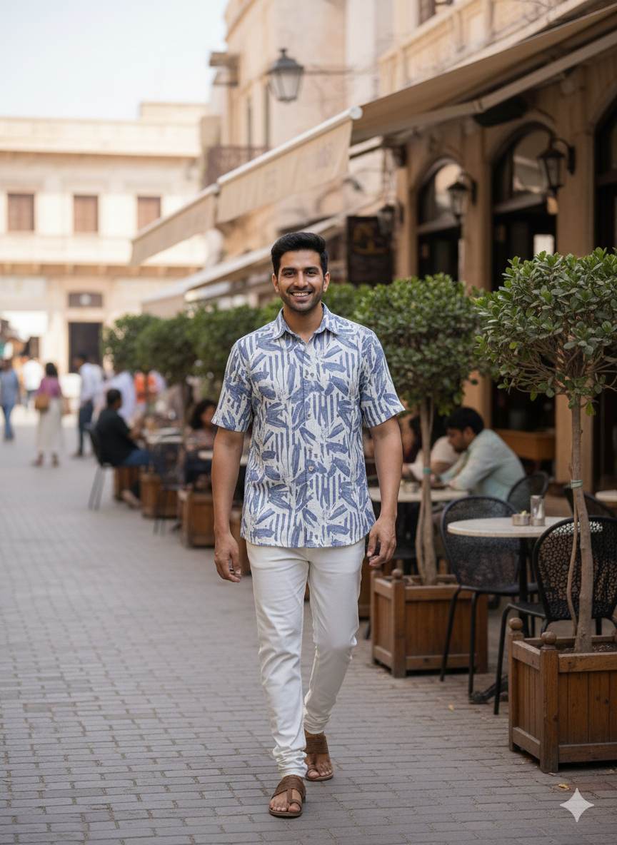 Off White & Grey Digital Printed 100% Pure Natural Linen Fabric (0% Cotton)