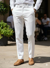 White 100% Pure Linen Suiting Fabric (44 lea) (0% Cotton)