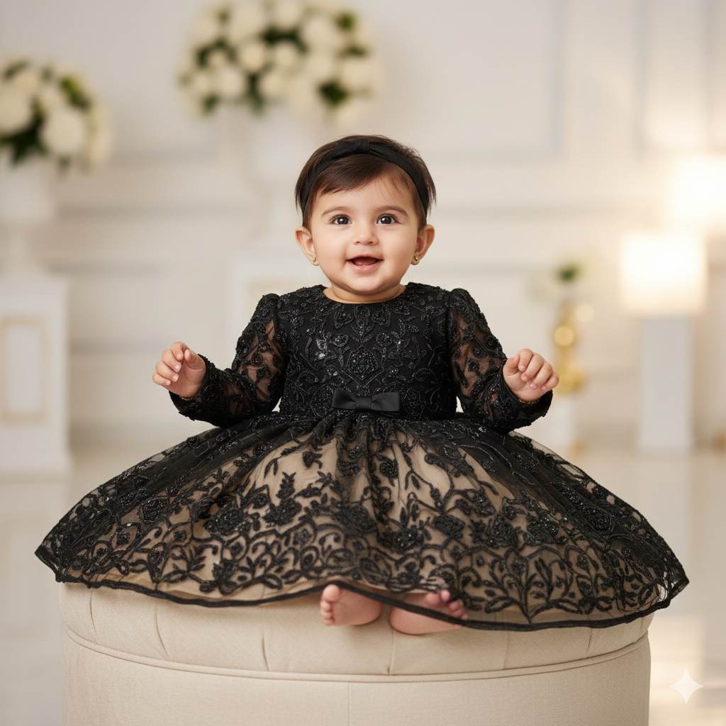 Imported Black Handwork Net Fabric