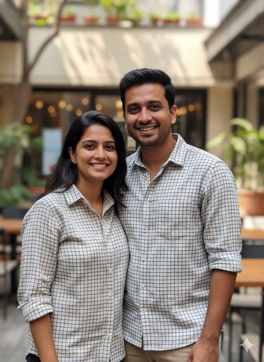 Beige & Blue Checks 100% Pure Natural Linen Fabric (0% Cotton)