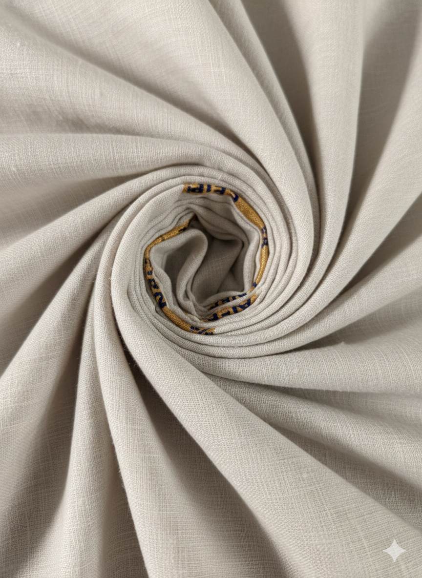 Beige 100% Pure Natural Linen Fabric (0% cotton)