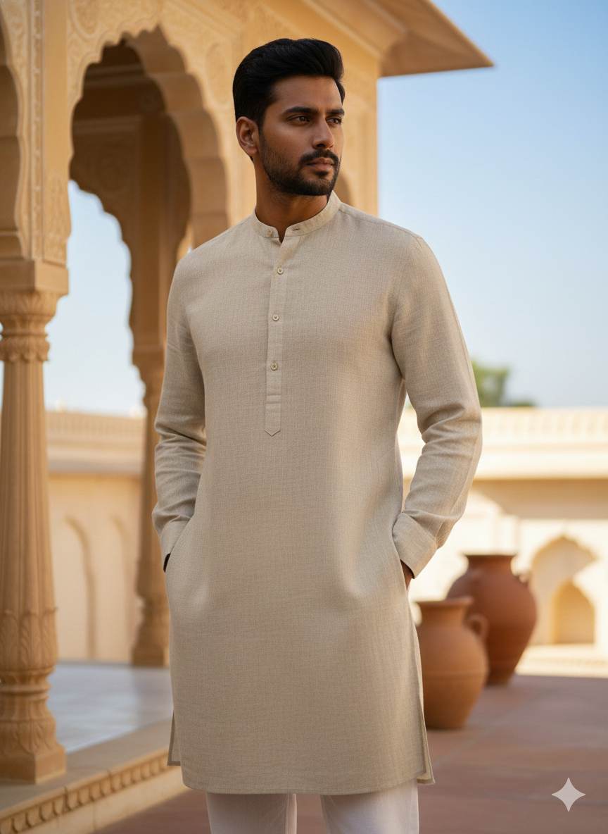 Beige 100% Pure Natural Linen Fabric (0% cotton)