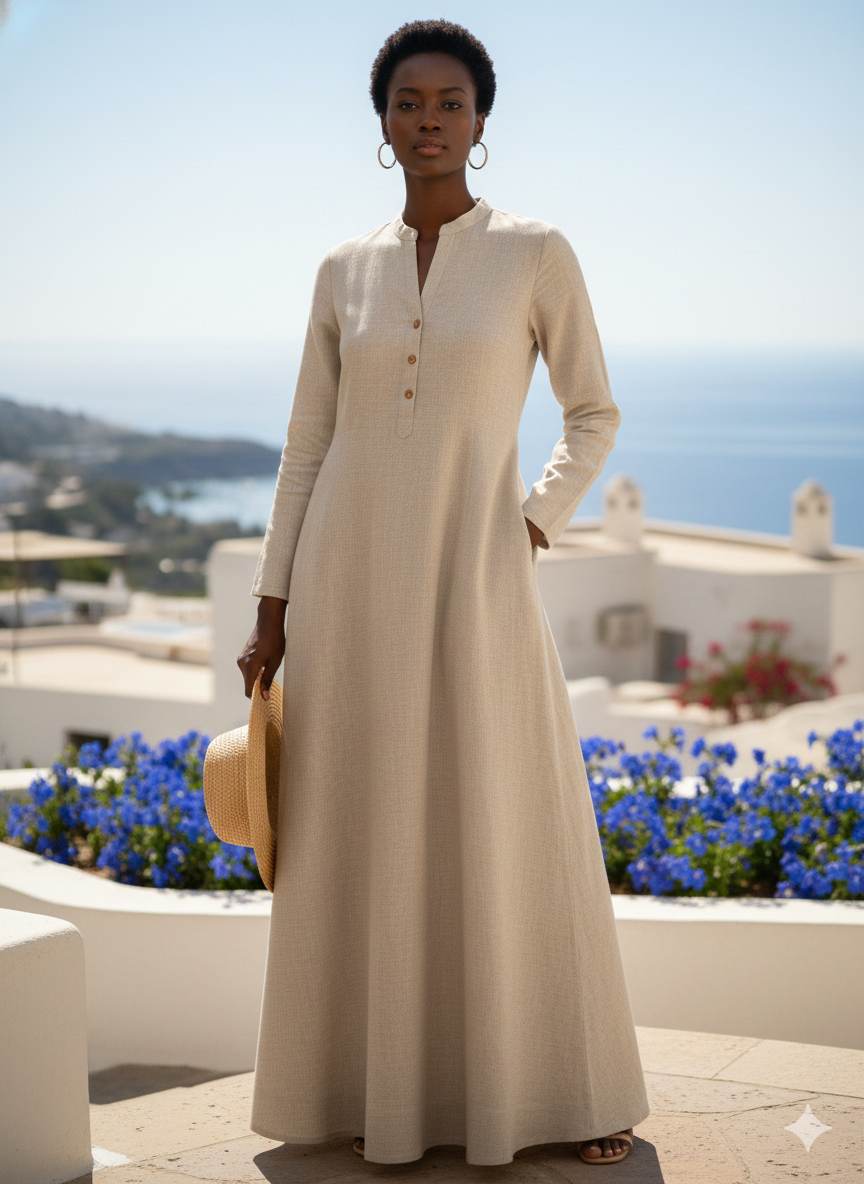 Beige 100% Pure Natural Linen Fabric (0% cotton)