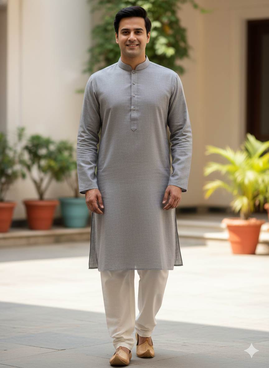 Grey 100% Pure Natural Linen Fabric (0% Cotton)