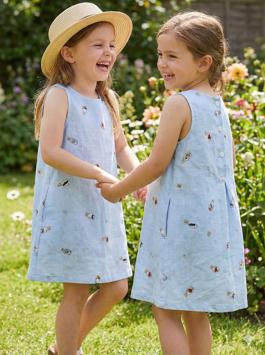 Light blue Digital print Pure linen (No cotton )