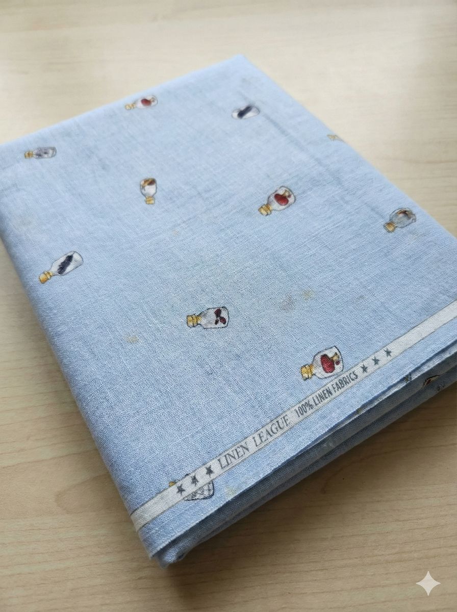 Light blue Digital print Pure linen (No cotton )