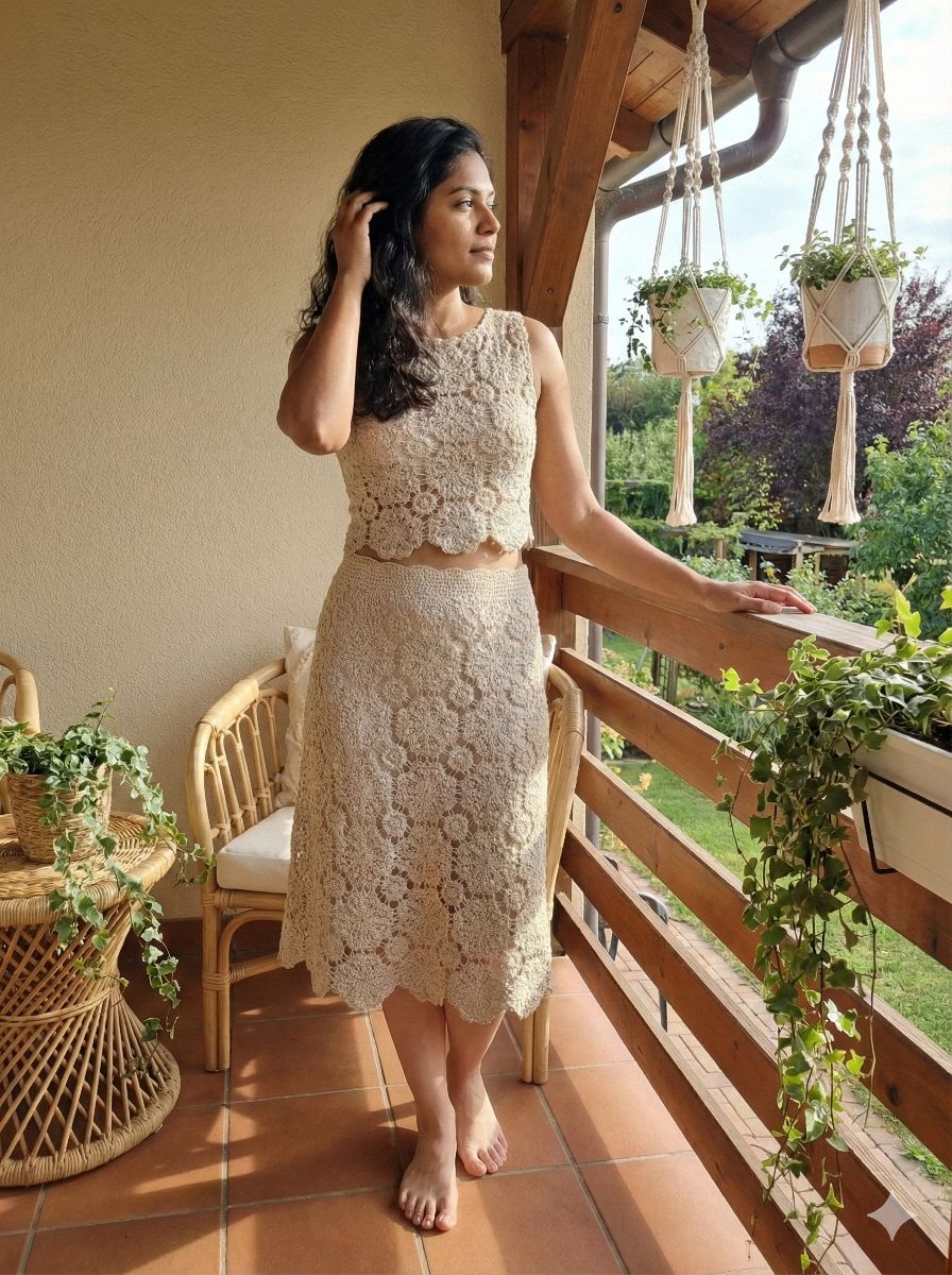 Dyeable Crochet Fabric With Transperent Sequences