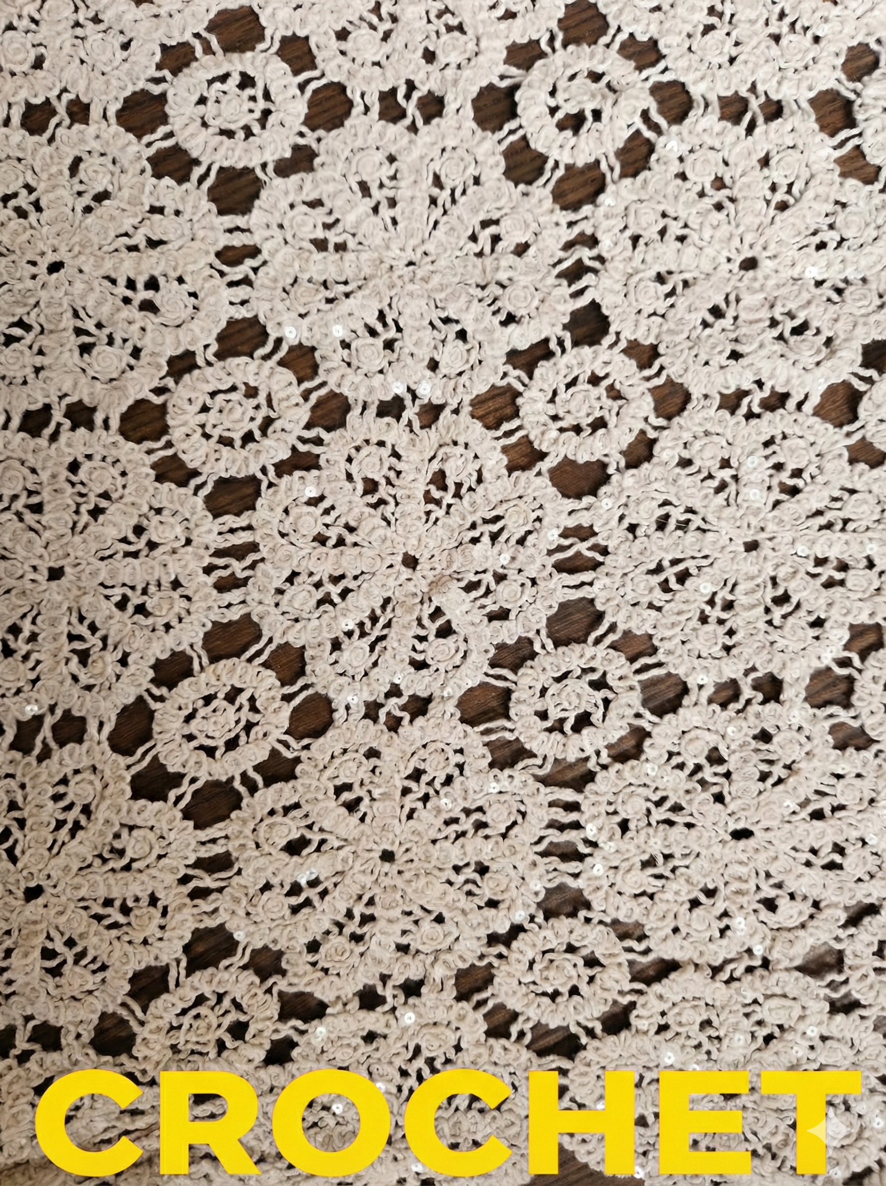 Dyeable Crochet Fabric With Transperent Sequences