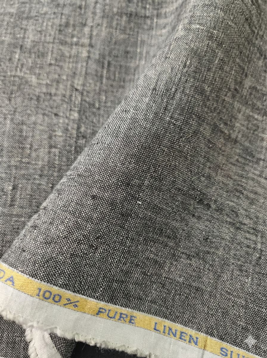 Denim Style Black Pure 100% Pure Linen Fabric for Blazers, Jackets and Pants (44 lea) (0% Cotton)