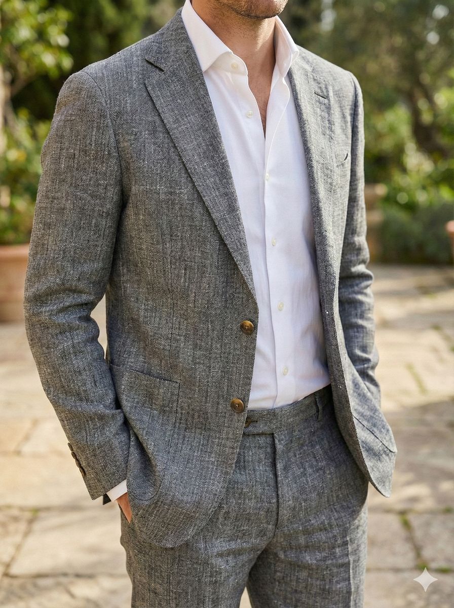 Denim Style Black Pure 100% Pure Linen Fabric for Blazers, Jackets and Pants (44 lea) (0% Cotton)