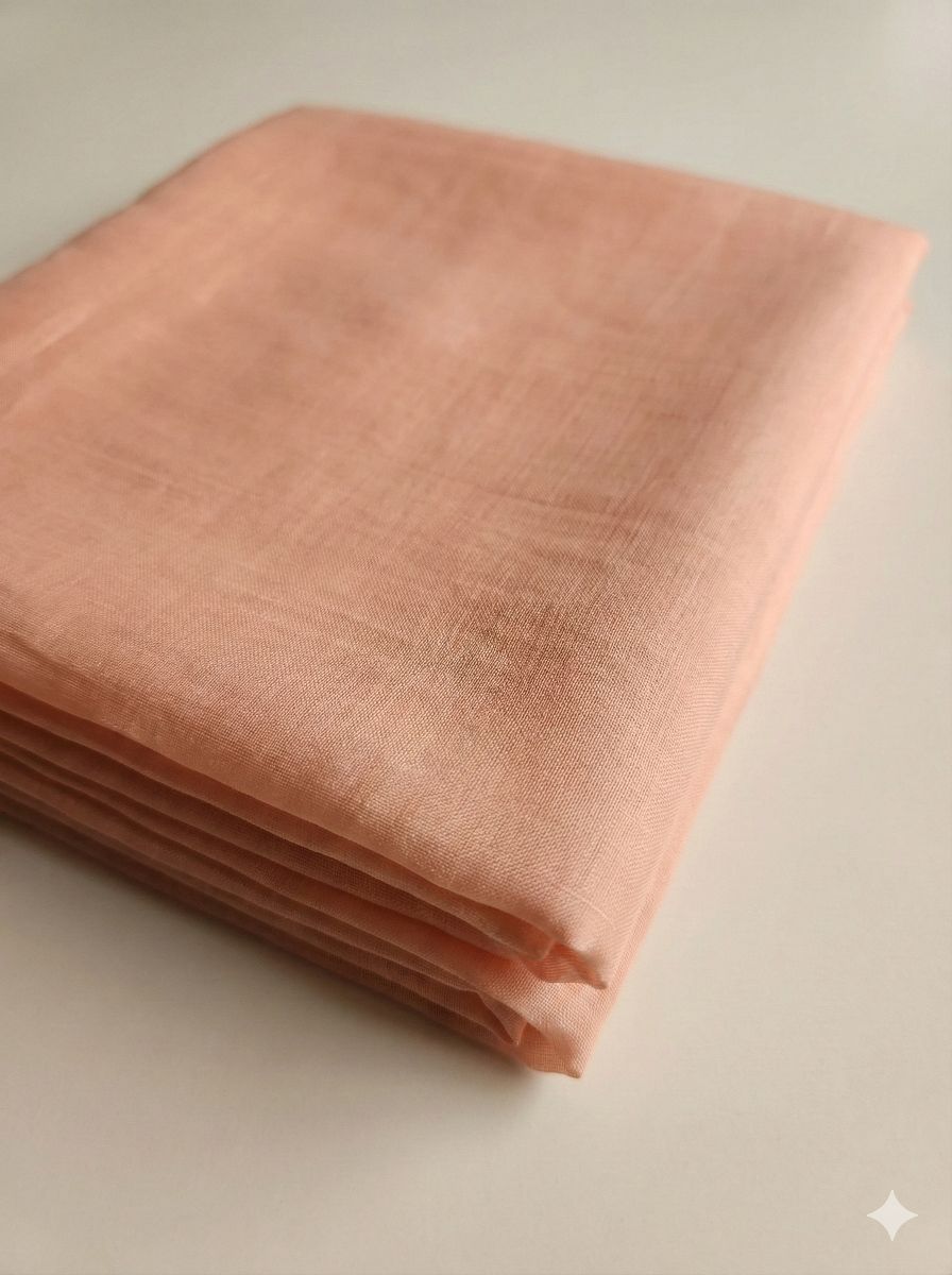Peach Plain Chanderi Silk Fabric