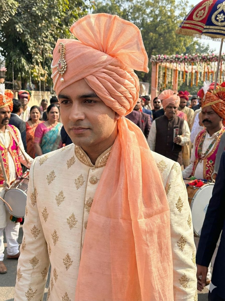 Peach Plain Chanderi Silk Fabric