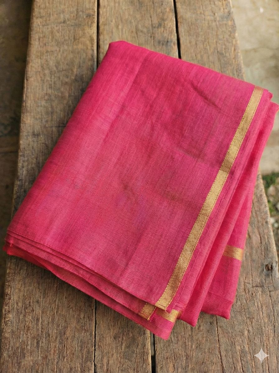 Hot Pink Plain Chanderi Silk Fabric