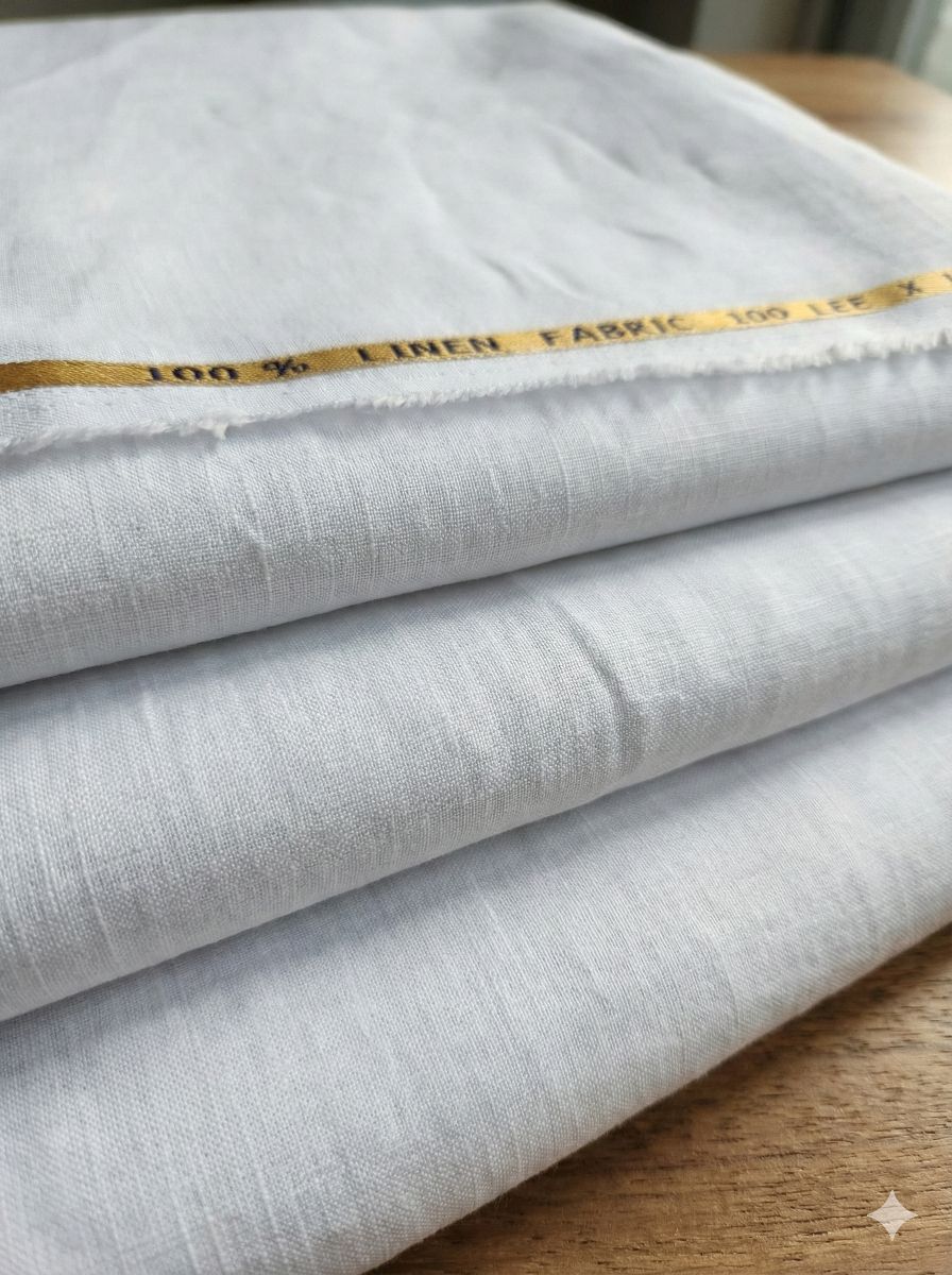 100 Lea Pure White 100% Pure Natural Linen Fabric (0% cotton)