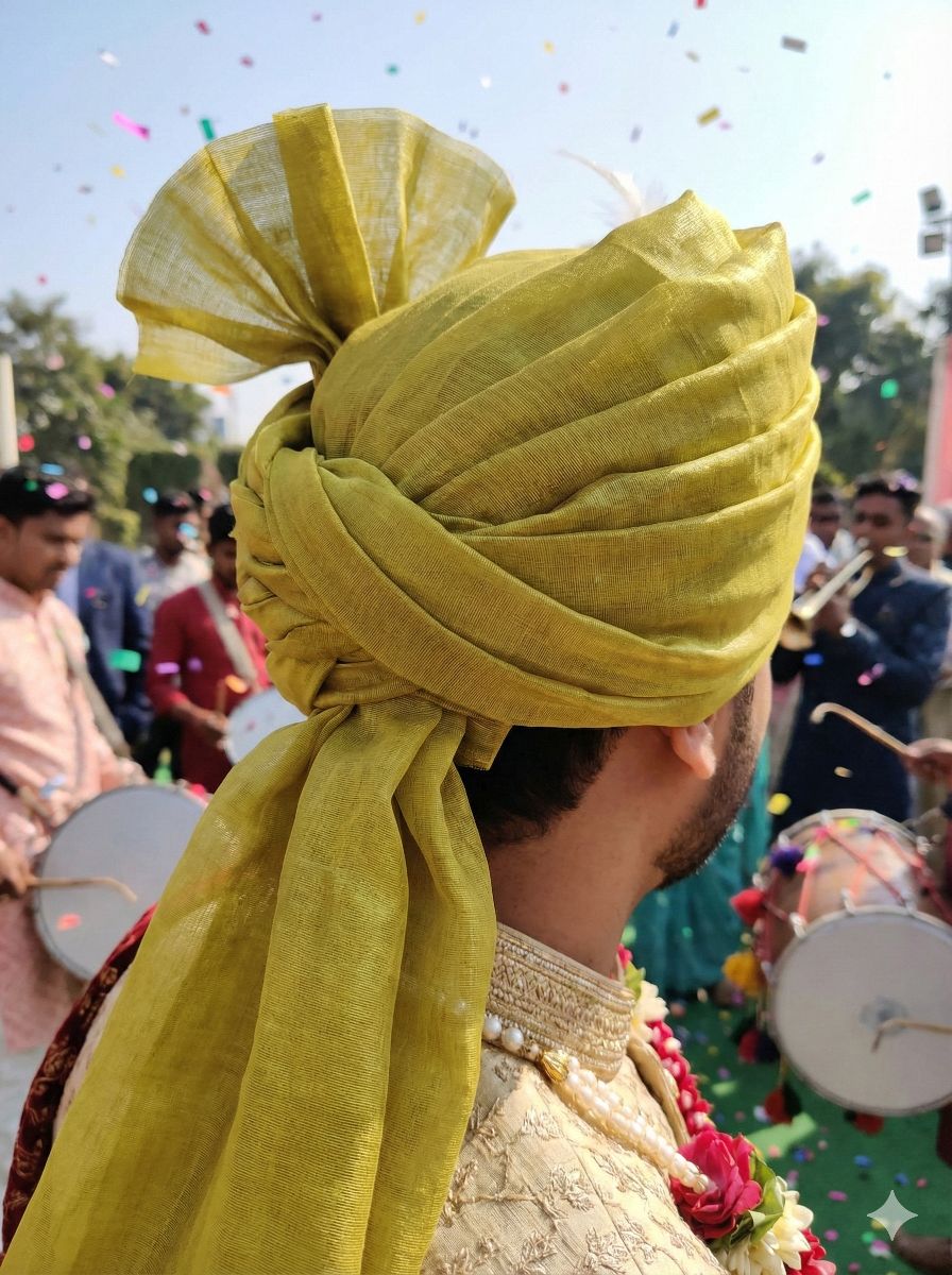 Yellowish Green Plain Chanderi Fabric