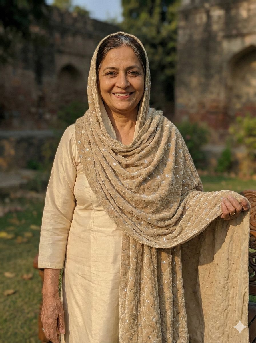 Sequence Jaal Embroidered Fawn Colored Velvet Fabric