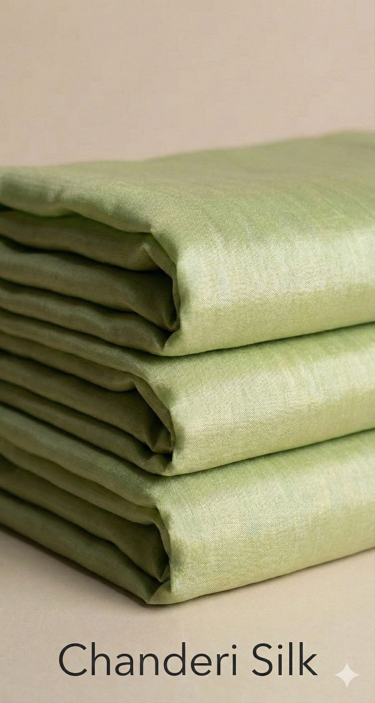 Pista Green Plain Chanderi Silk fabric