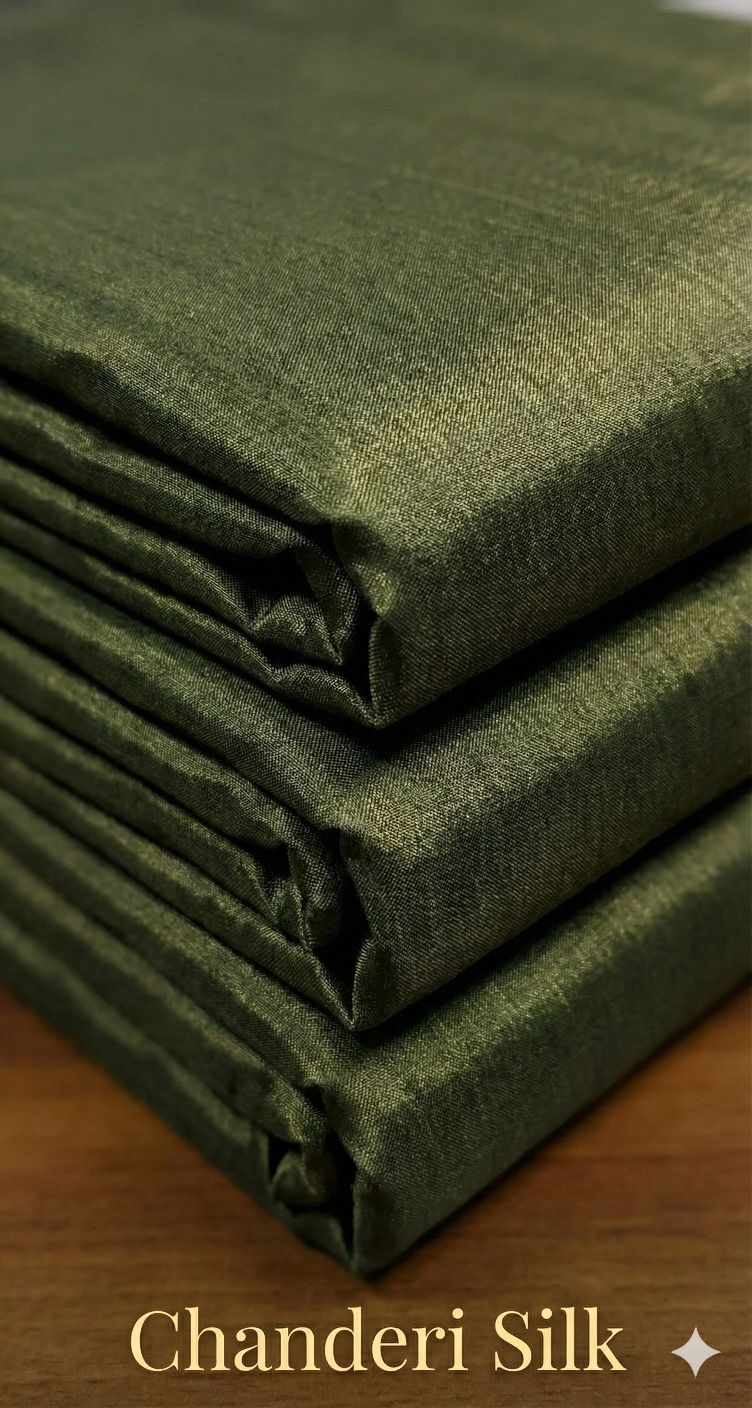 Mehandi green Chanderi Silk fabric