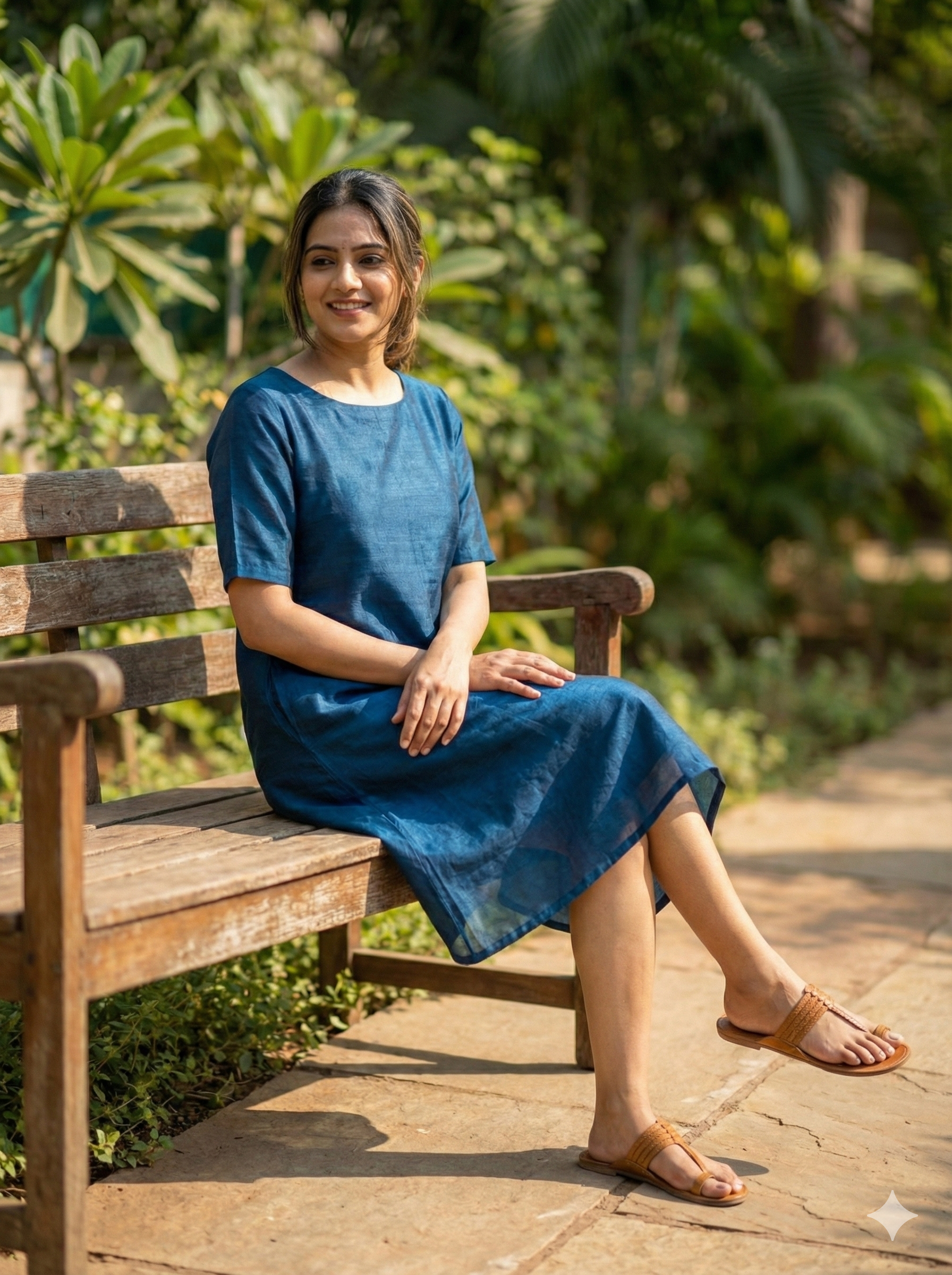 Deep blue Chanderi Silk