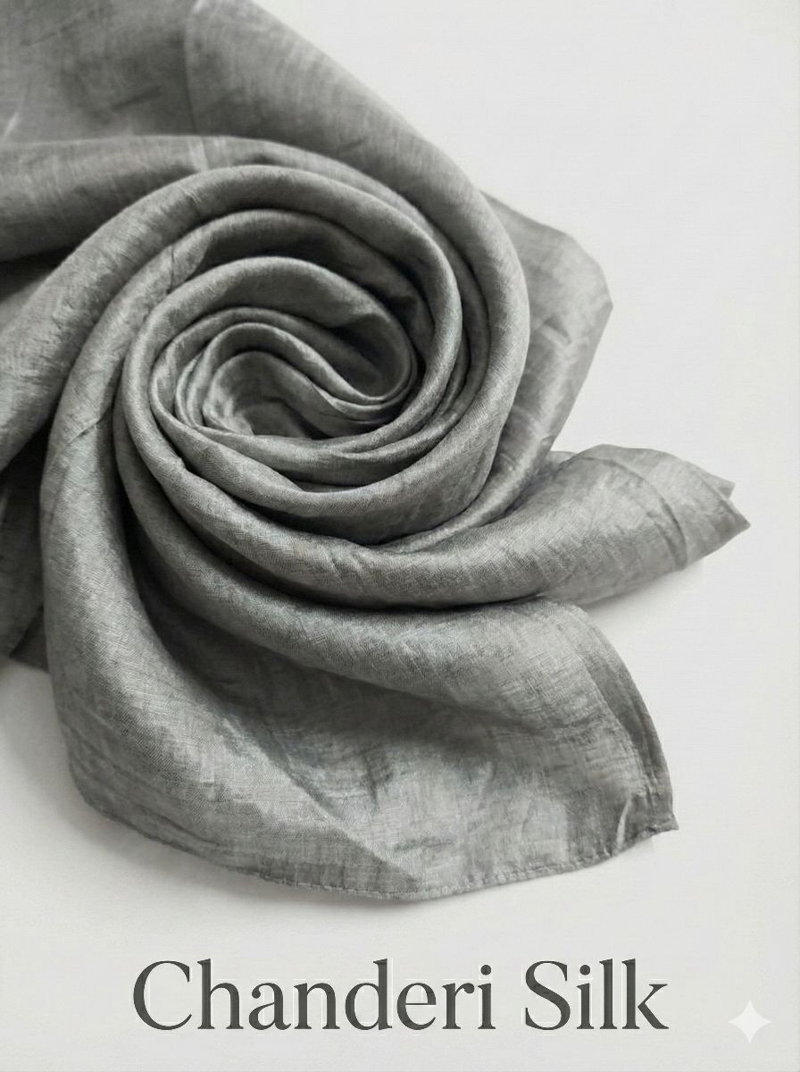 Grey chanderi silk fabric