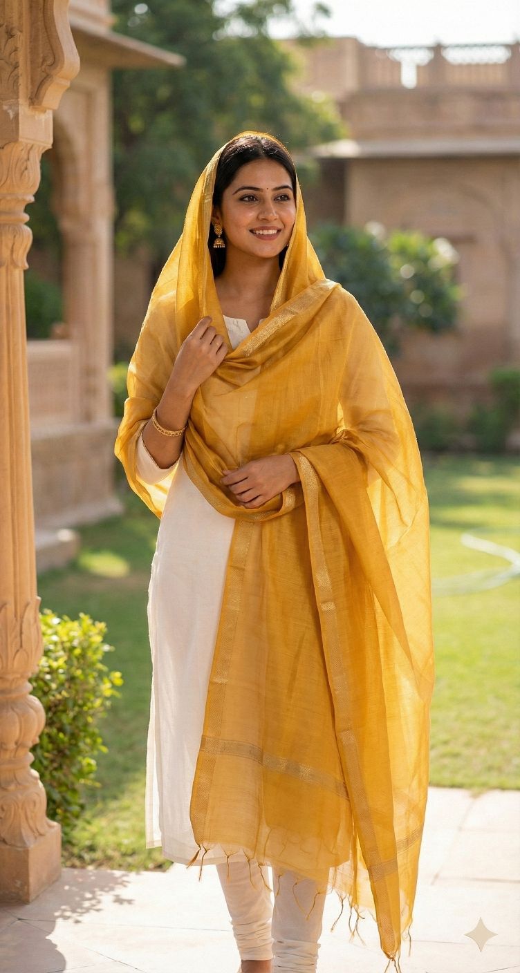 Yellow Chanderi fabric