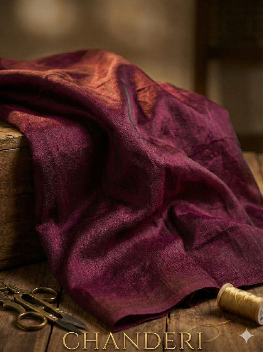 Maroon Chanderi Silk fabric