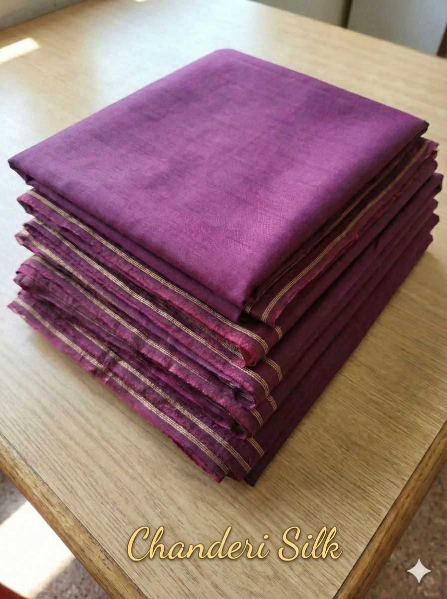 Wine colour Chanderi Silk Fabric