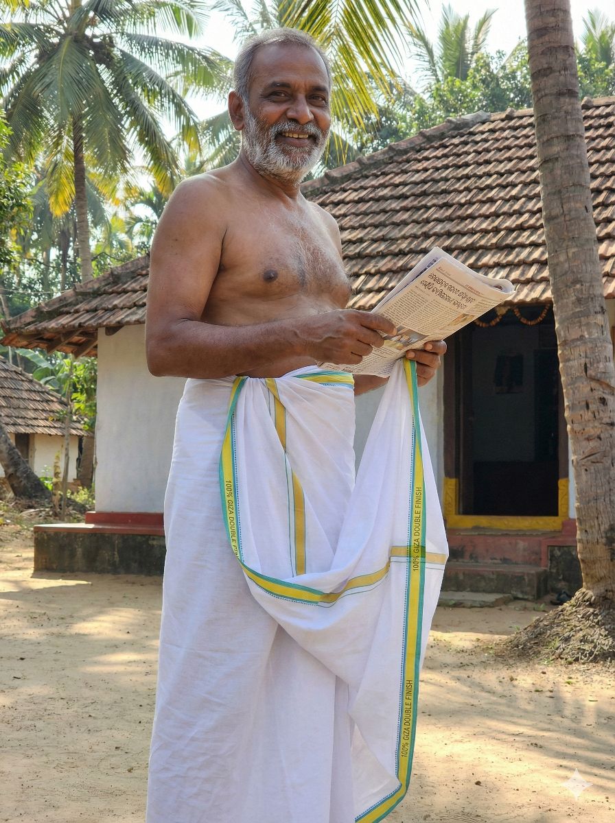 White 100% Pure Giza cotton Fabric for Kurtas, Dhoti & Pyjamas