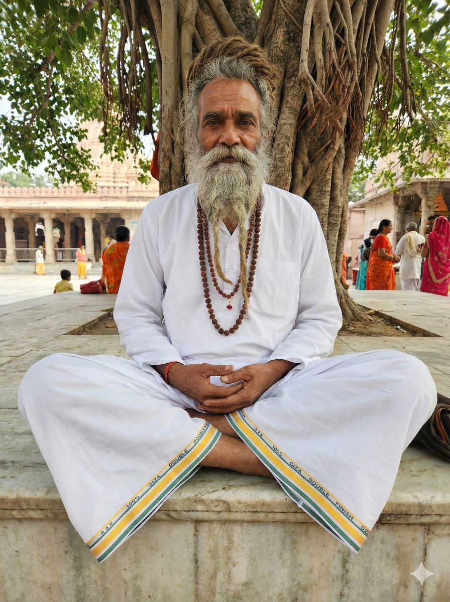 White 100% Pure Giza cotton Fabric for Kurtas, Dhoti & Pyjamas