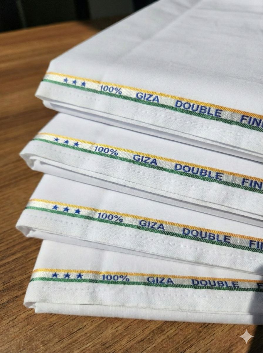 White 100% Pure Giza cotton Fabric for Kurtas, Dhoti & Pyjamas