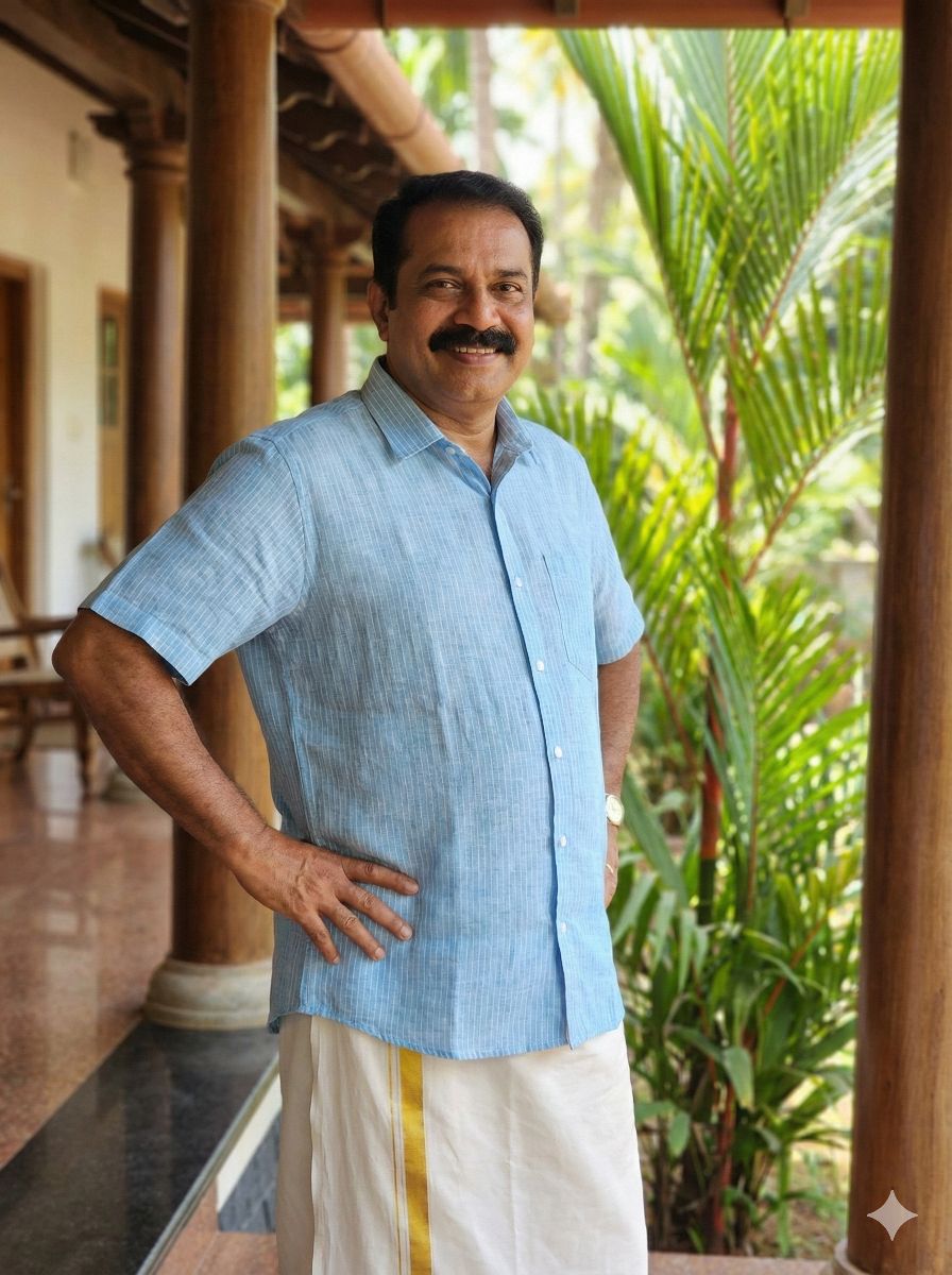 Electric Blue Pure Cotton Linen Fabric with Horizontal White Stripes (60 lea)