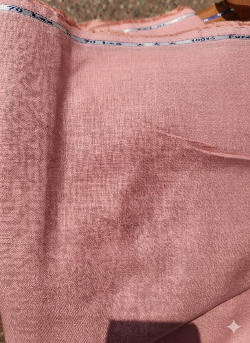 Peach-ish Pink 70 Lea 100% Pure Cotton Linen Fabric