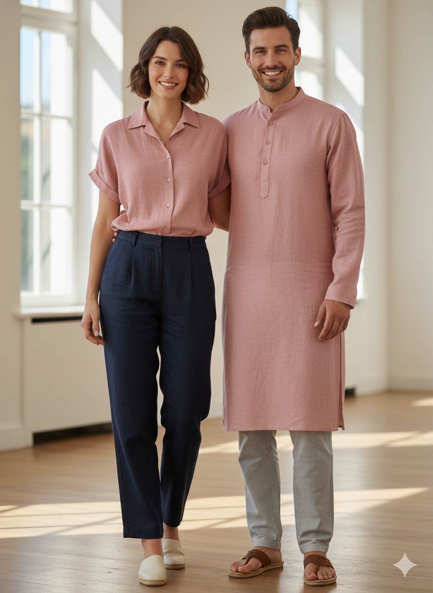 Peach-ish Pink 70 Lea 100% Pure Cotton Linen Fabric