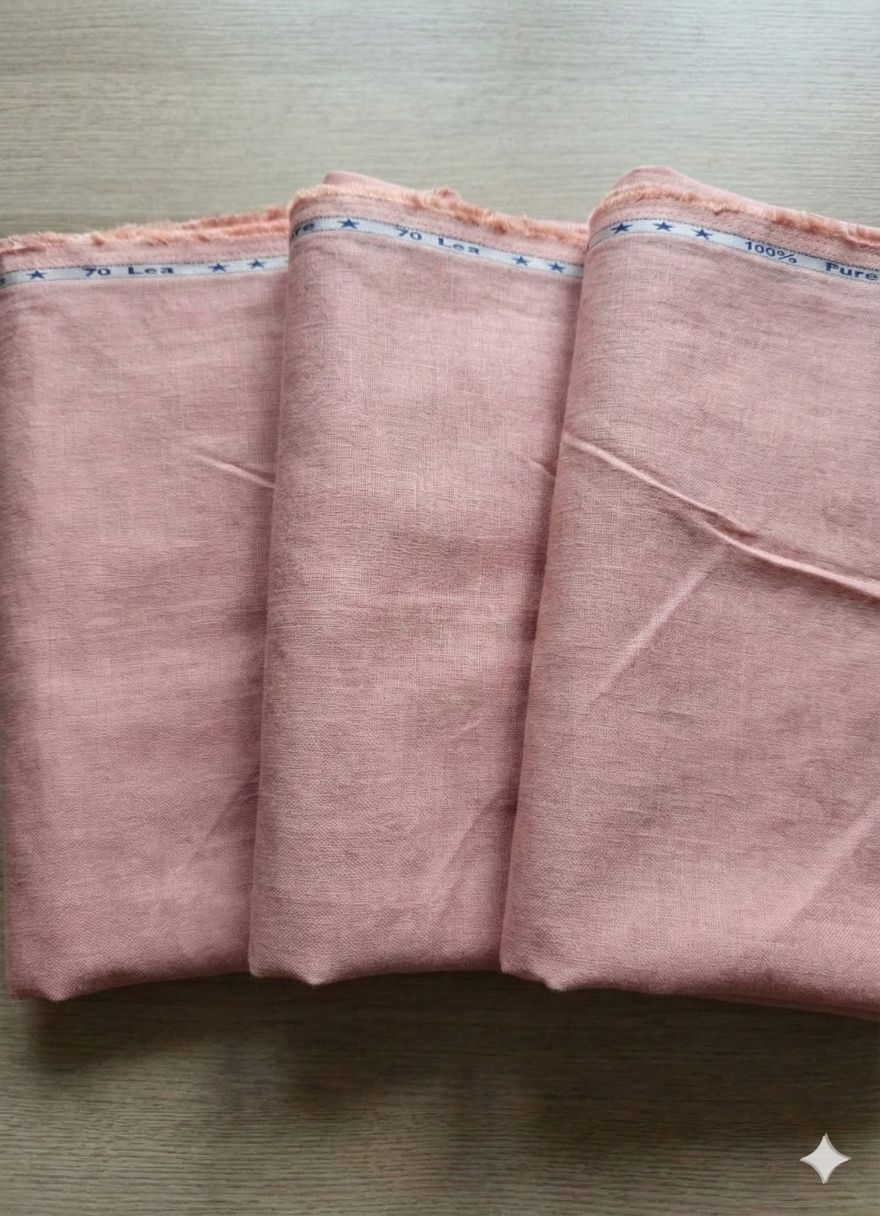 Peach-ish Pink 70 Lea 100% Pure Cotton Linen Fabric