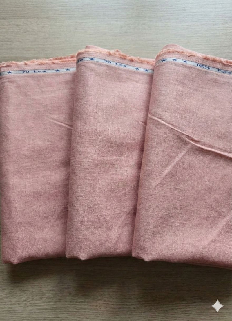 Peach Pink 100% Pure Cotton Linen Fabric (80)Lea