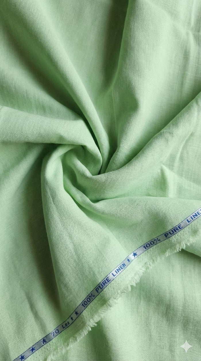 Pista Green 100% Pure Cotton Linen Fabric (70 lea)