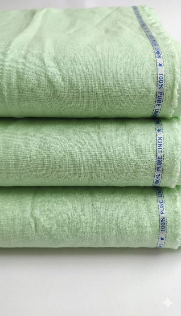 Pista Green 100% Pure Cotton Linen Fabric (70 lea)